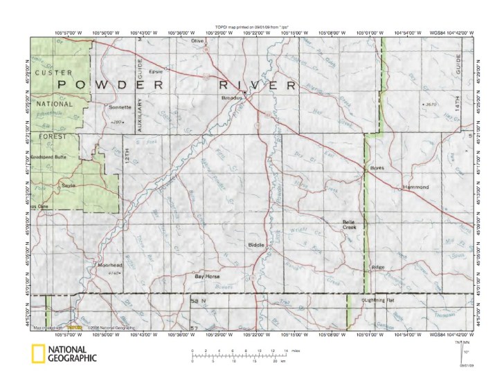 Powder River-Little Powder River drainage divide area landform origins ...