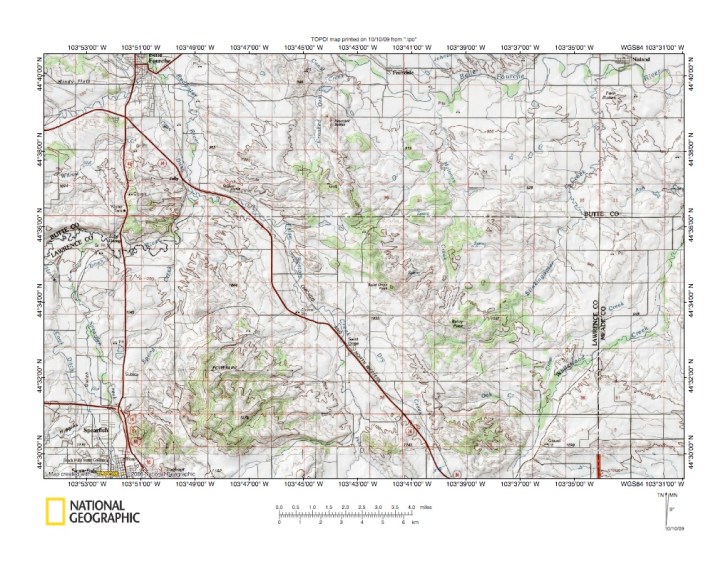 Spearfish CreekWhitewood Creek and Rapid Creek drainage divide area
