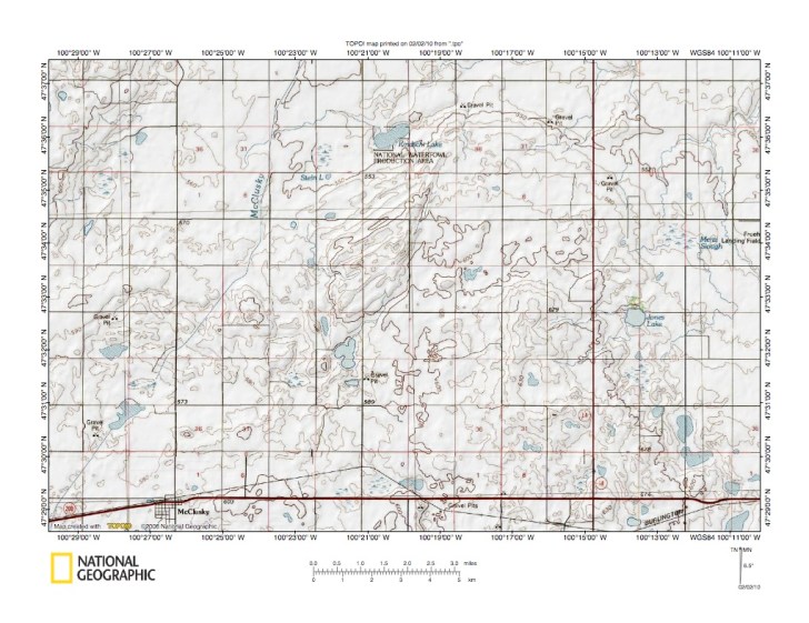 Missouri RiverSheyenne River drainage divide area landform origins, central North Dakota, USA